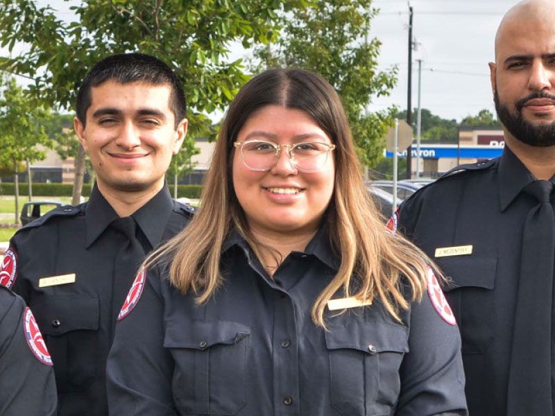 Police officer smiling.