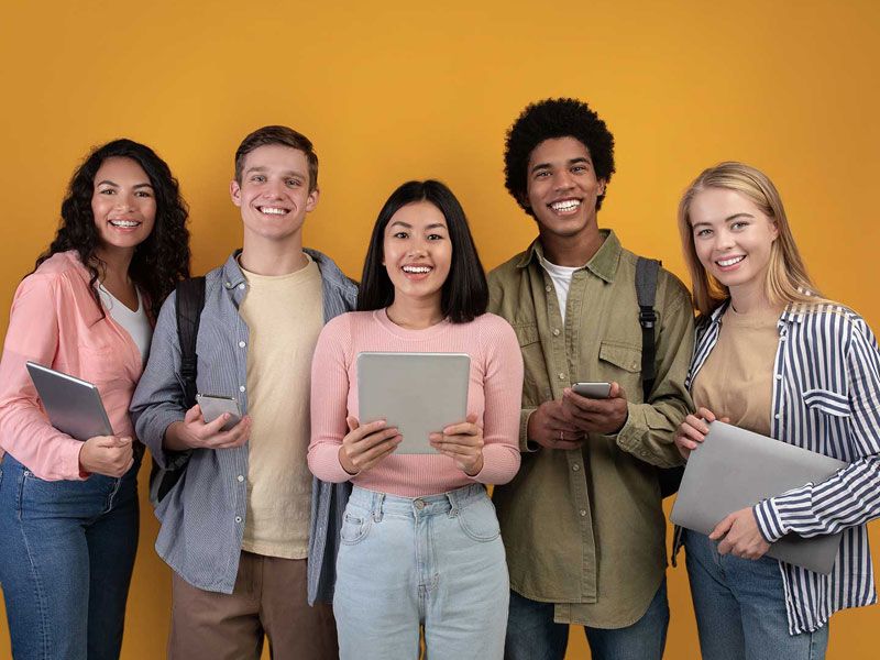Student with a tablet device.