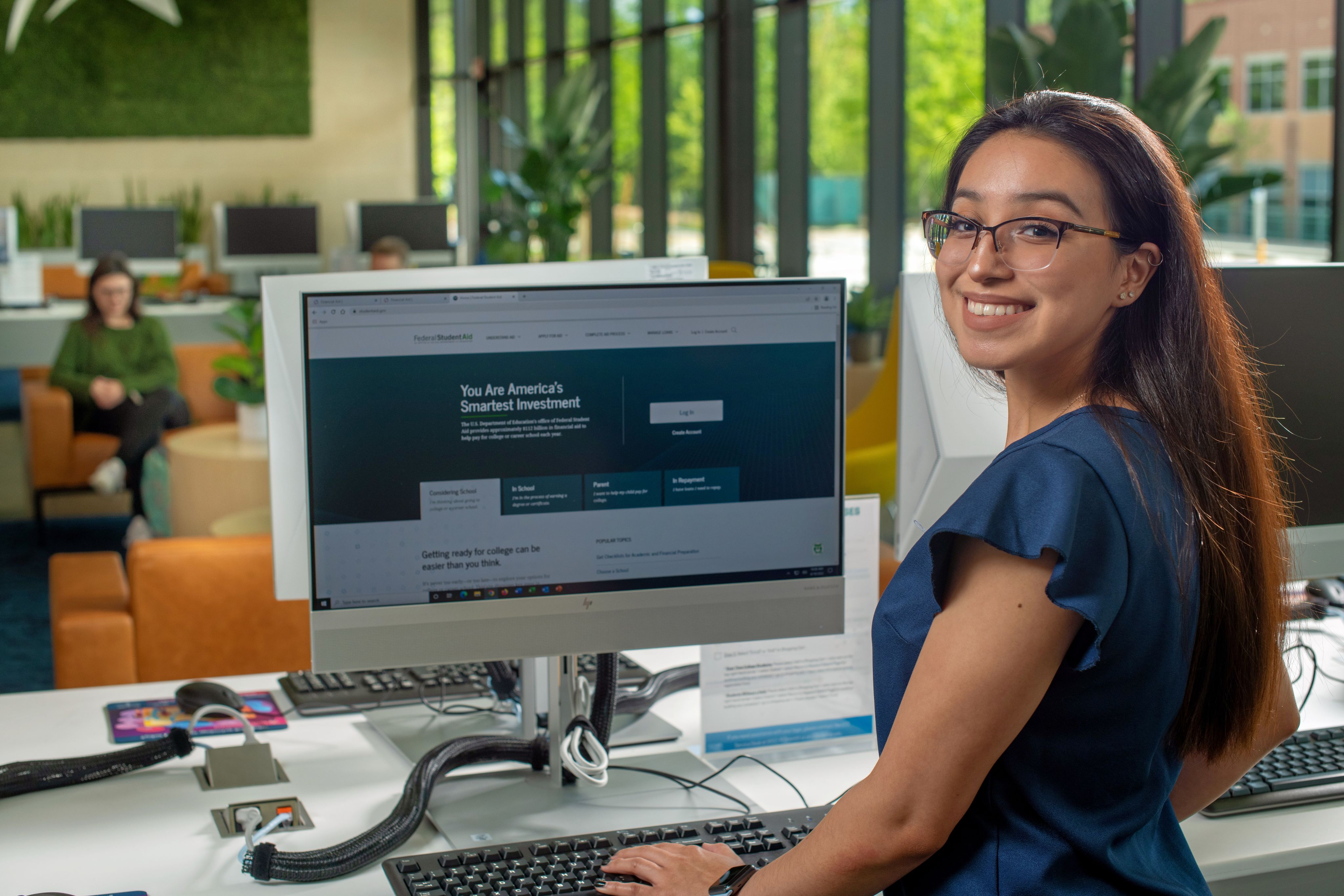 LSC Student at computer