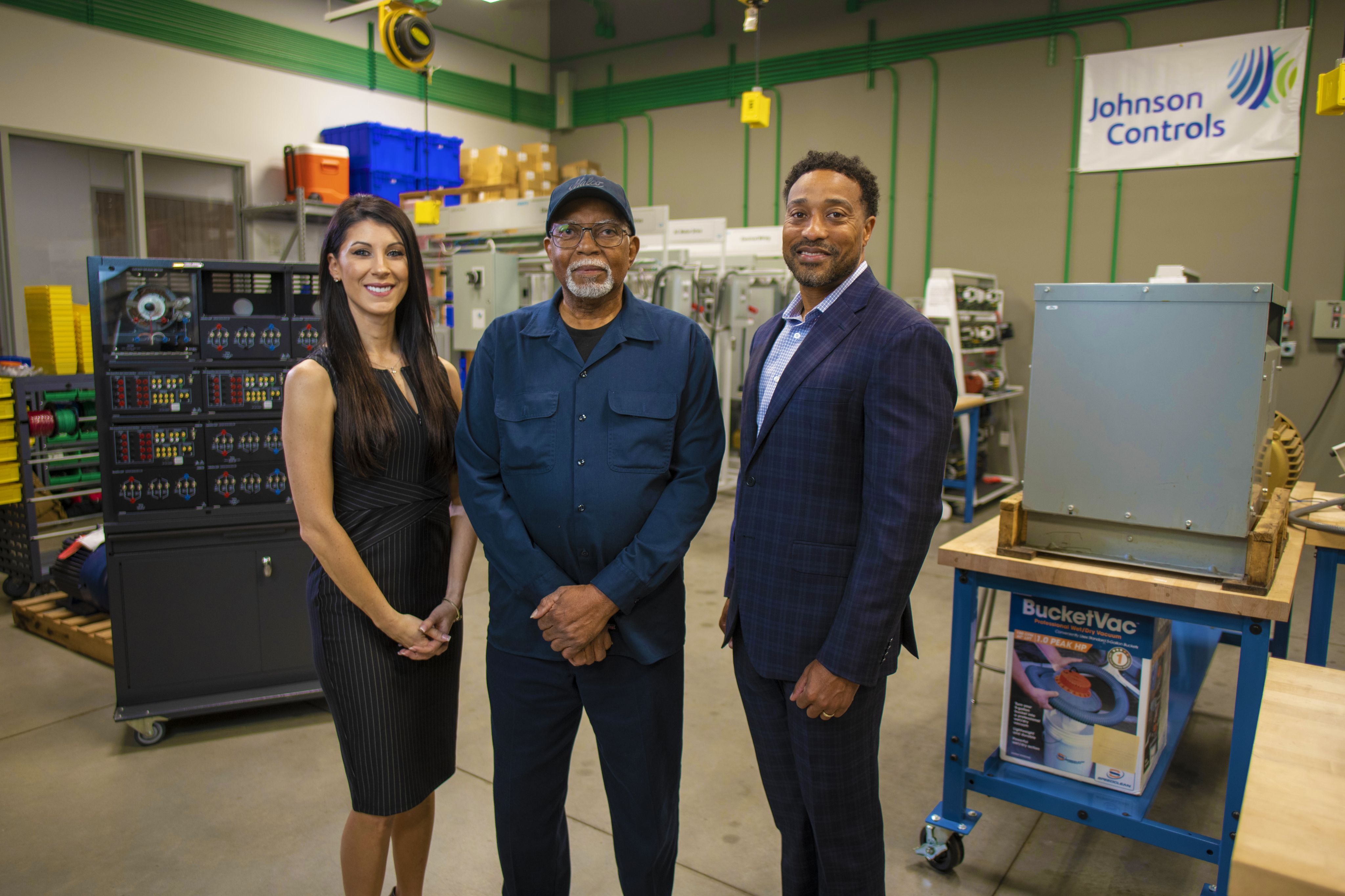 Johnson Controls employees with lsc student
